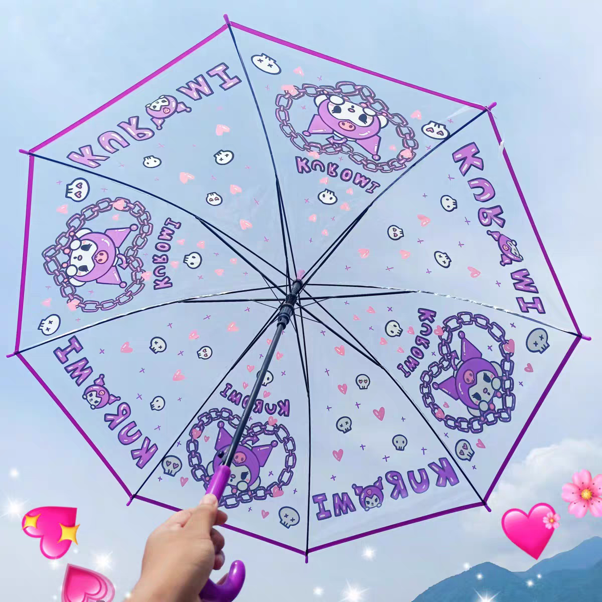 쿠로미 자동 우산 장우산 투명우산