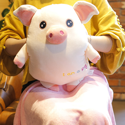 2019 돼지띠 선물, 돼지띠 돼지 인형, 돼지띠 기념 선물, 돼지 담요 쿠션, 돼지 담요 인형