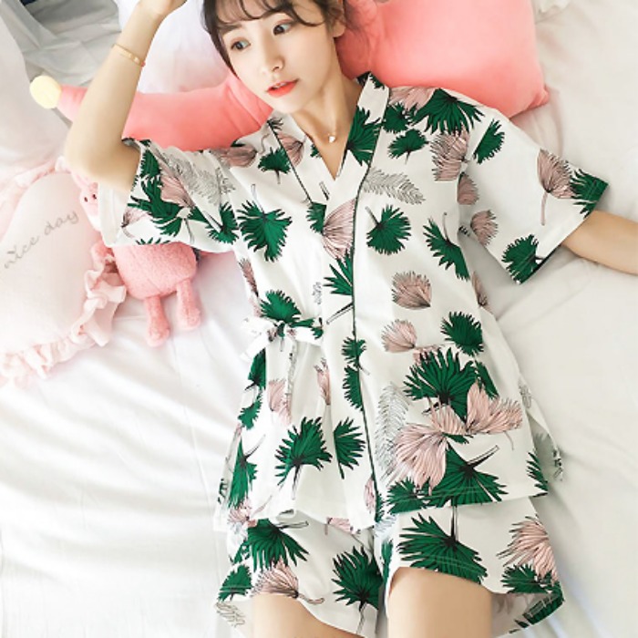 여름 유카타 기모노 잠옷 시원한 가운 여성