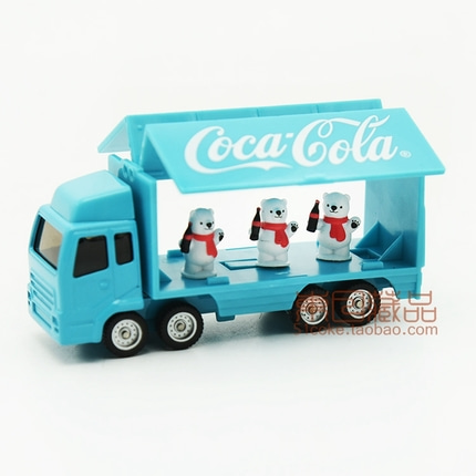3 개의 북극곰 미니아 다이 코카 코카콜라 코카콜라 블루 전송 트럭 / 컨테이너 트럭 모델