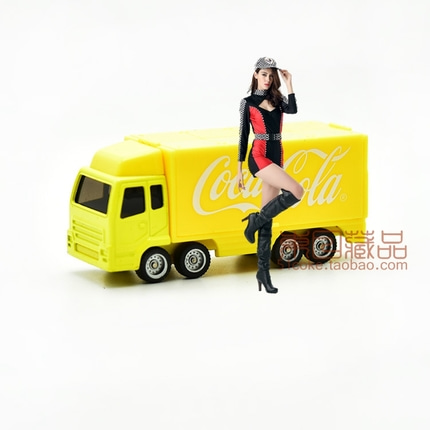 새로운 코카콜라 Cocacola 노란색 수송기 / 트럭 / 컨테이너 자동차 모델 외국 무역 정품